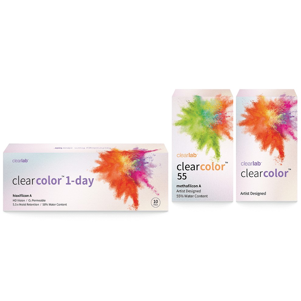 Kính áp tròng cận 1 ngày có màu Thiên Hà OPTICAL Clearlab Mỹ độ ẩm cao mỏng 3 màu thời trang Gray Green Brown