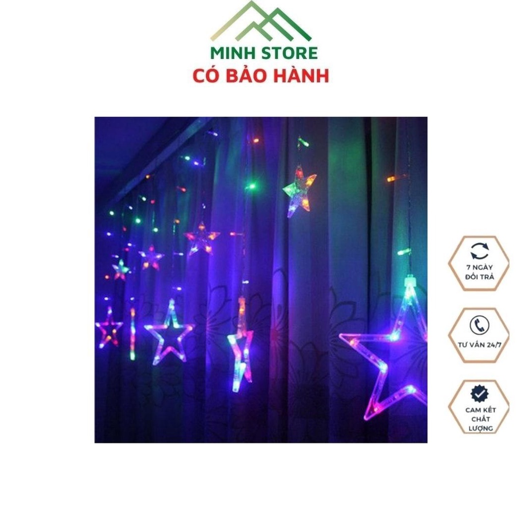 Đèn Led Trang Trí Hình Ngôi Sao Dạng Đèn Mành 12 bóng Gồm 6 Sao Lớn 6 Sao Nhỏ,7 sắc cầu vồng Sinh Nhật Sự Kiện
