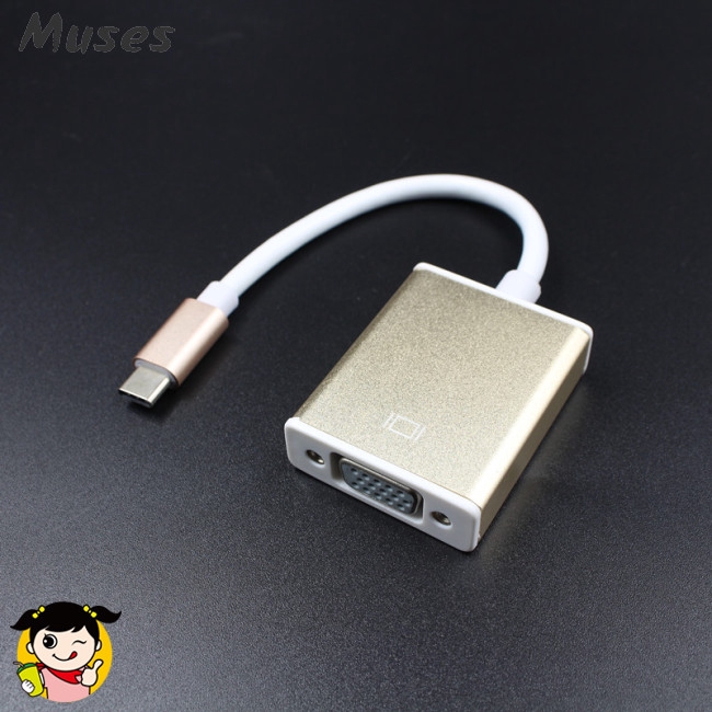 Muse07 USB 3.1 Type C to VGA Adapter USB-C Male to VGA 1080p Female Converter