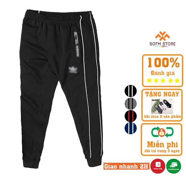 Quần Jogger thể thao nam hàng cao cấp , chất thun poly dày dặn, 2 sọc kẻ Sofm Store | BigBuy360 - bigbuy360.vn