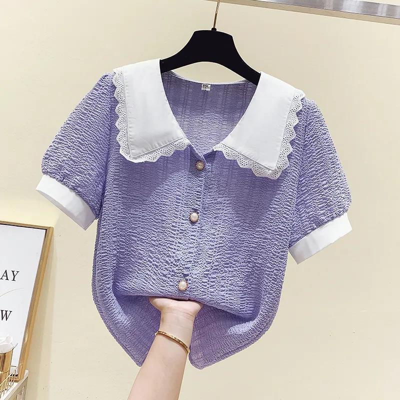 Áo Sơ Mi Chiffon Tay Ngắn Dáng Rộng Thời Trang Mùa Hè Hàn Quốc Mới