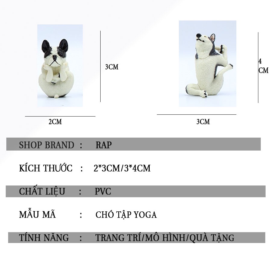 Set 6 mô hình chó tập yoga dễ thương hài hước dùng để trang trí góc làm việc, ô tô - Ráp