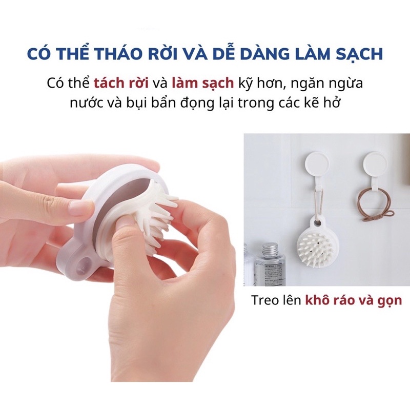 Lược Gội Đầu Sinicone Mát Sa Da Đầu Giảm Rụng Kích Thích Mọc Tóc