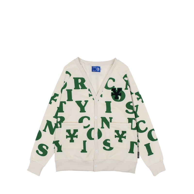 [Dirty Coins] Print Cardigan - Cream/Green