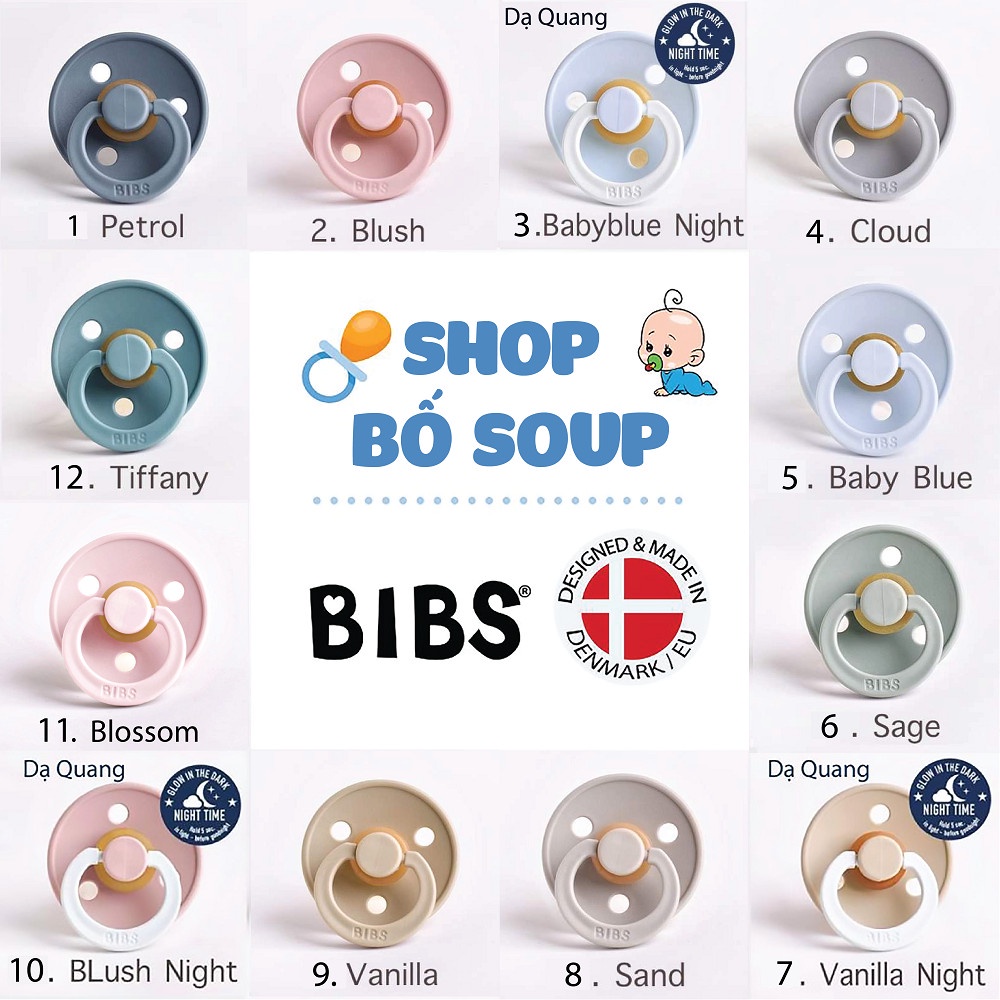 Ti Giả BIBS Đan Mạch Chính Hãng Cho Bé Kèm Nắp Trứng Hoặc Hộp Đựng Shop Bố Soup