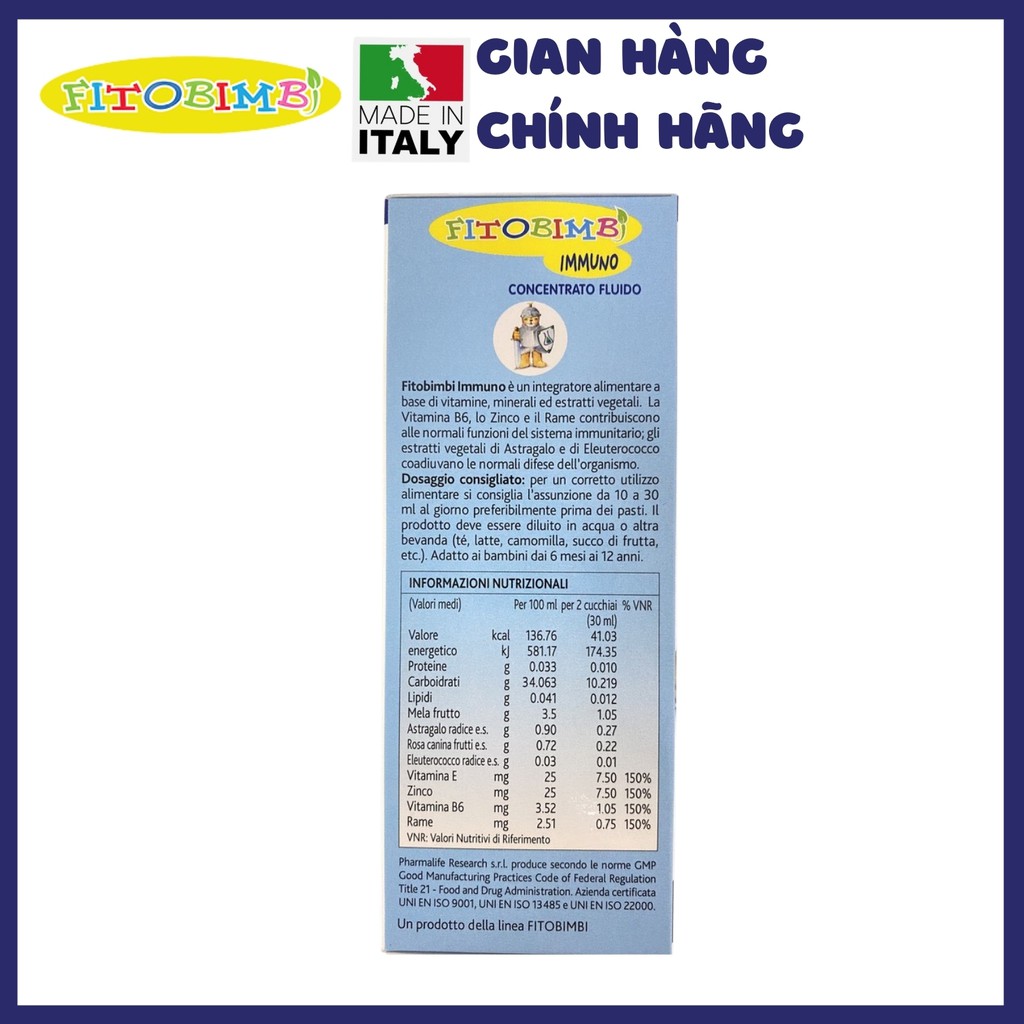 Fitobimbi Immuno - Hỗ trợ tặng sức đề kháng cho bé | Thế Giới Skin Care
