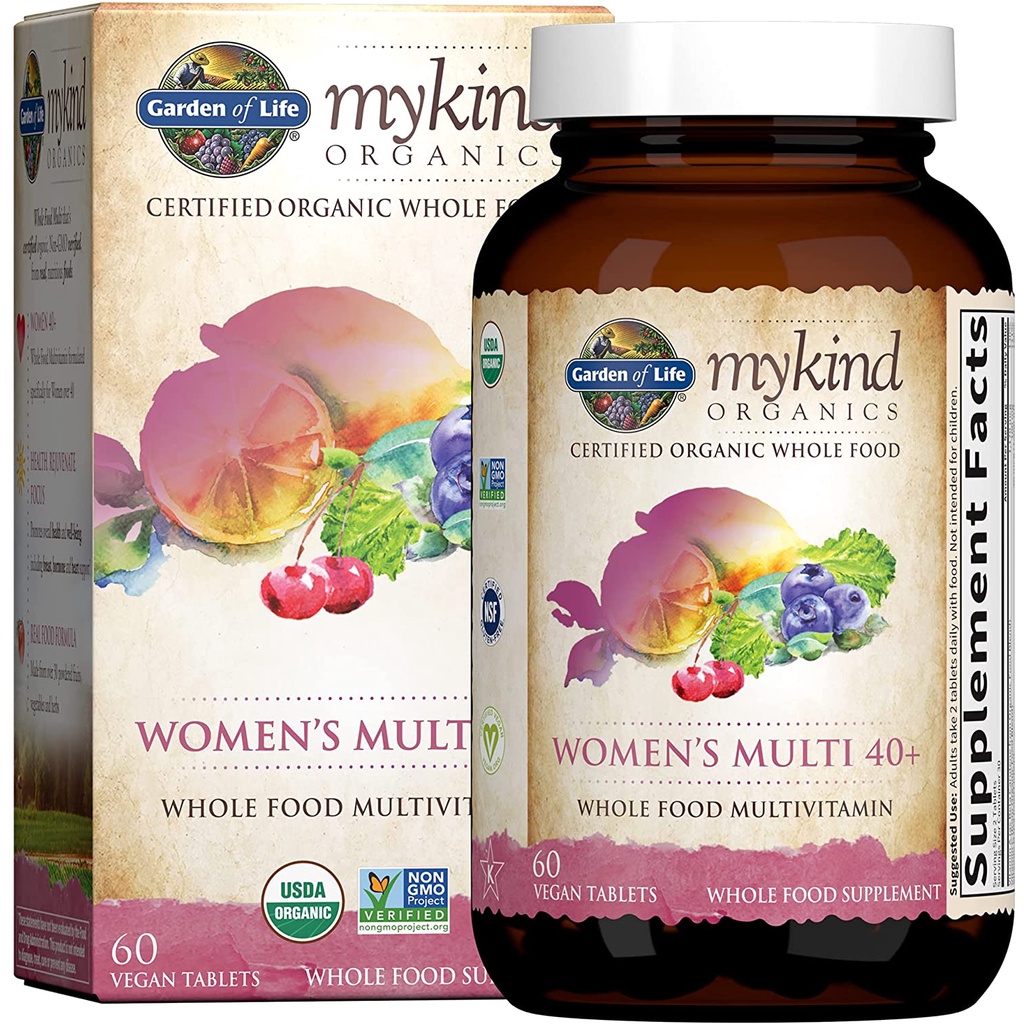 HŨ 60 VIÊN ĐA VITAMIN HỮU CƠ - THUẦN CHAY CHO NỮ TRÊN 40 TUỔI Garden of Life mykind Organics Vitamins for Women 40+