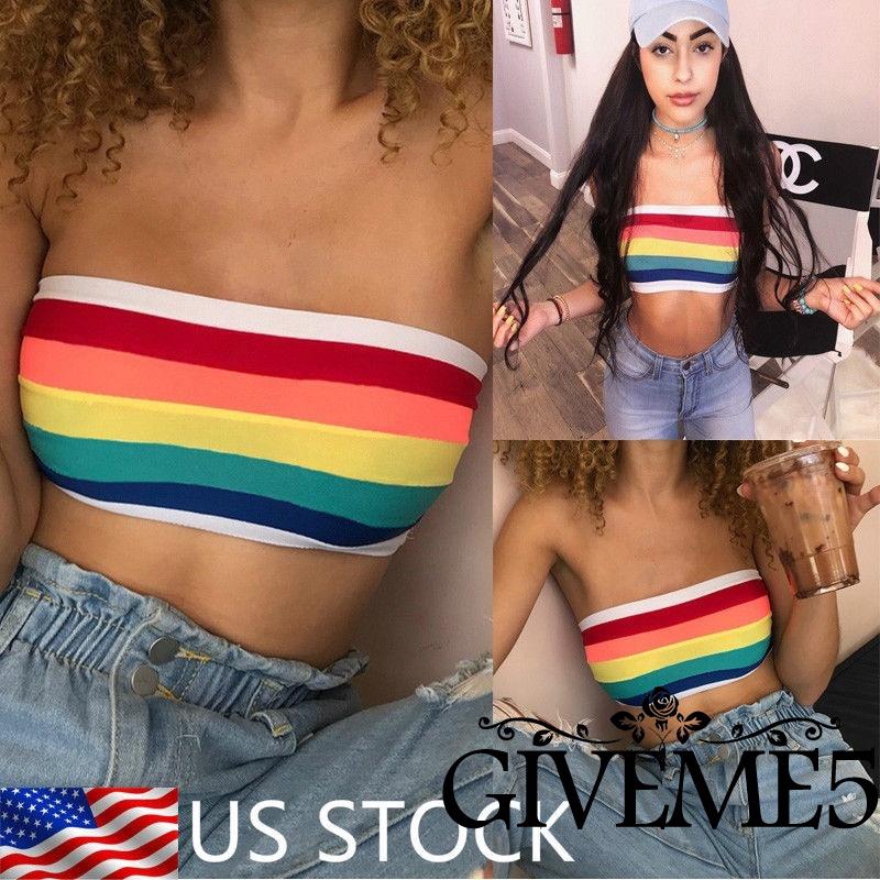 Áo lửng tập yoga màu sắc cầu vồng quyến rũ cho nữ