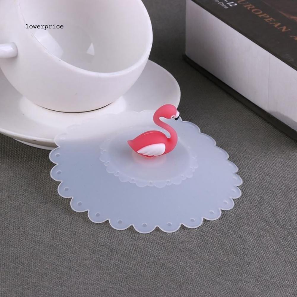 Nắp đậy cốc cafe chống bụi hình chim hồng hạc bằng silicone tái sử dụng được