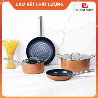 Bộ 4 Nồi Chảo Chống Dính Black Diamon Super Chef Siêu Bền, Chống Dính Hơn
