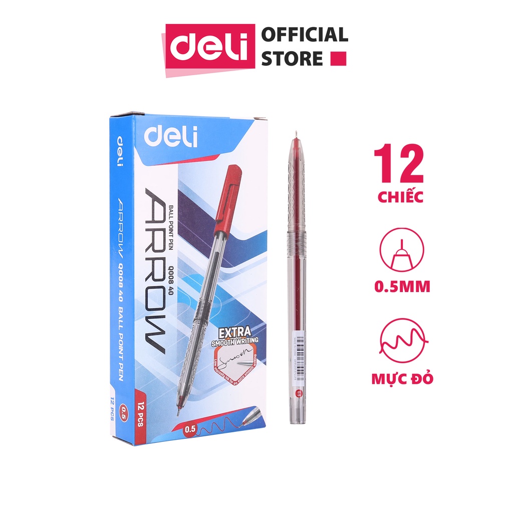 Bút bi nắp đậy Arrow 0.7mm Đen/Xanh/Đỏ - 6 chiếc