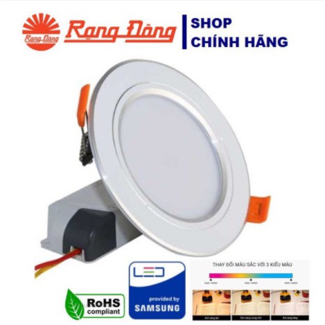 Đèn Led âm trần đổi màu 90/7w rạng đông viền vàng viền bạc