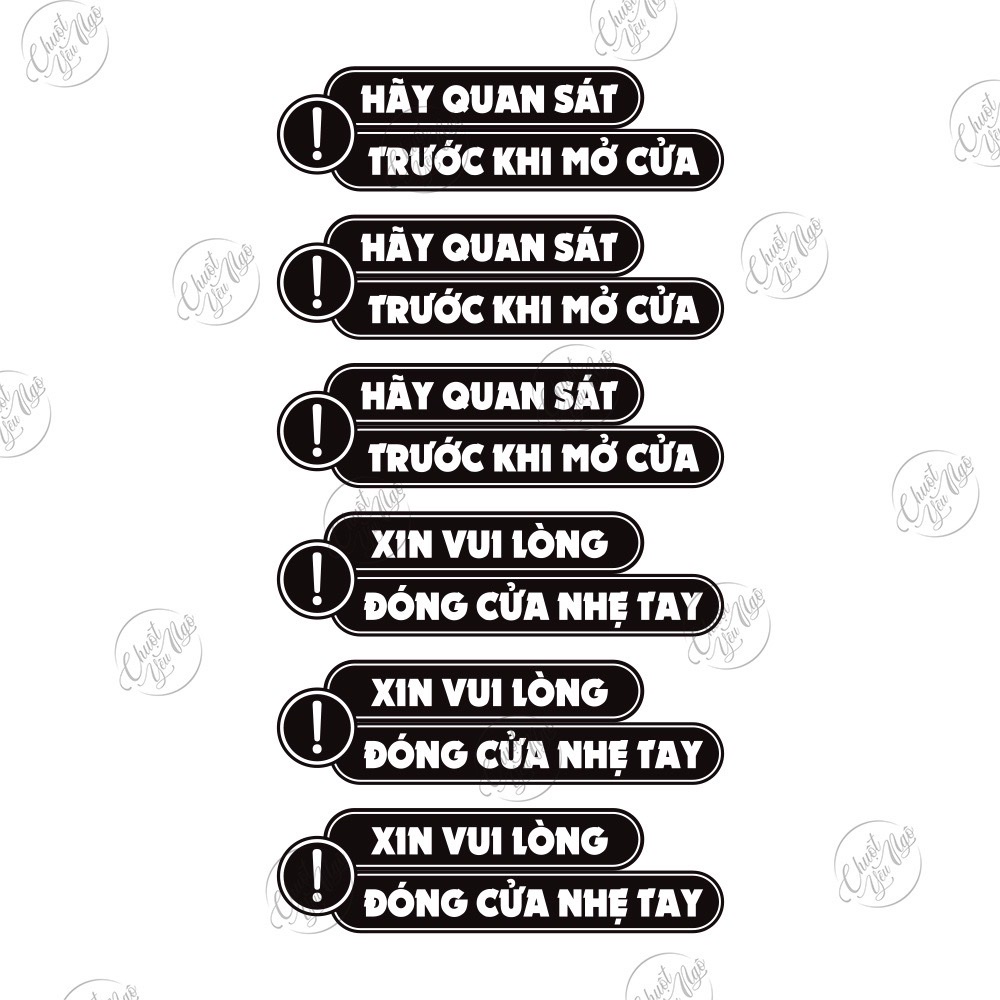 Combo 3 cặp (6 miếng) dán chú ý quan sát trước khi đóng mở cửa  dán cửa kính, cửa ô tô tem chống thấm nước NT 69