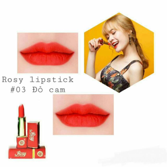 Son Sáp Lì Rosy Sweet - Đỏ Cam