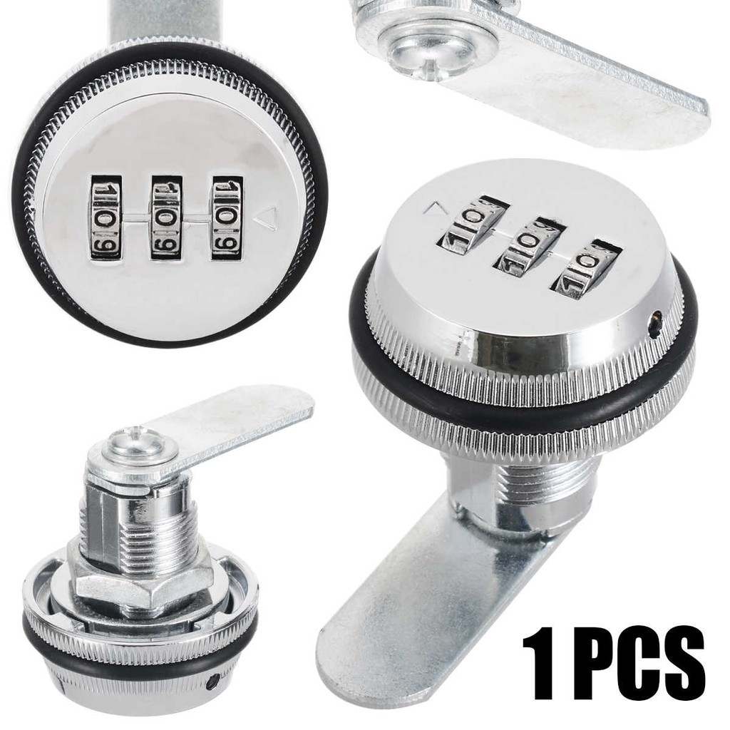 Panda Online Ổ Khóa Camlock Kết Hợp 3 Chữ Số Khóa Kỹ Thuật Số Cho Tủ Đồ Nội Thất Tủ Khóa (Chrome)