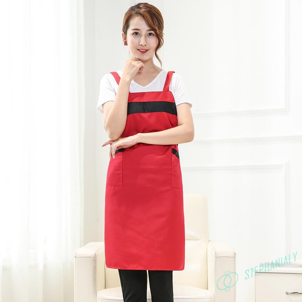 St Women Men Kitchen Cooking Apron with Pockets Chef Waiter Home Baking Dress