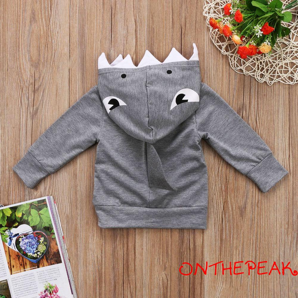 Áo hoodies có nón dài tay in hình cá mập dễ thương cho bé