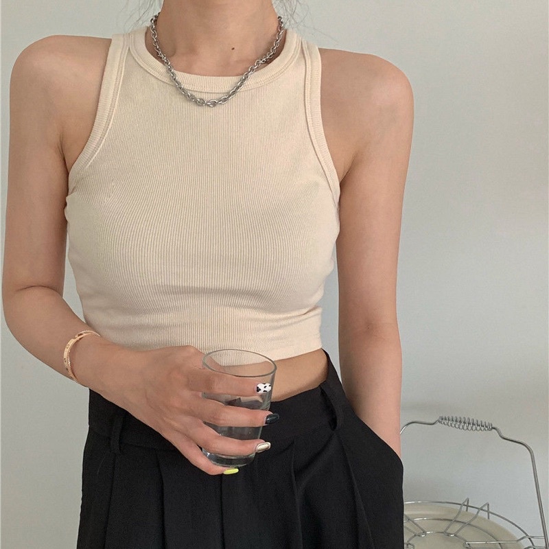 Áo croptop ba lỗ body kiểu dáng basic chất len tăm