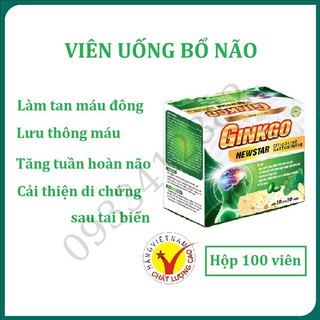 Viên uống bổ não Ginkgo Newstar chứa Ginkgo biloba giúp tan máu đông, tăng tuần hoàn máu não Hộp 100 viên