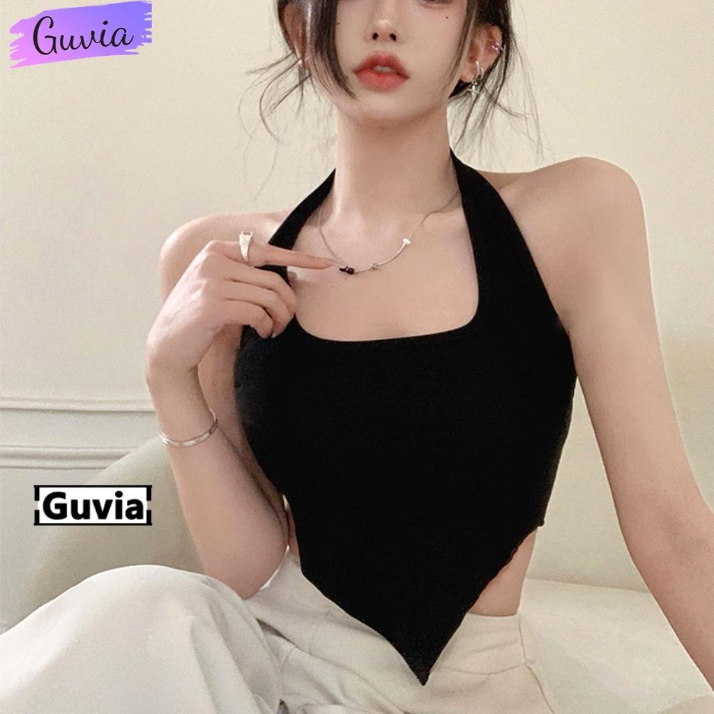 Áo Croptop YẾM CHOÀNG CỔ VẠT NHỌN Nữ Chất Thun, Áo Croptop Kiểu Hở Lưng Ôm Body Đẹp 2 Màu GUVIA