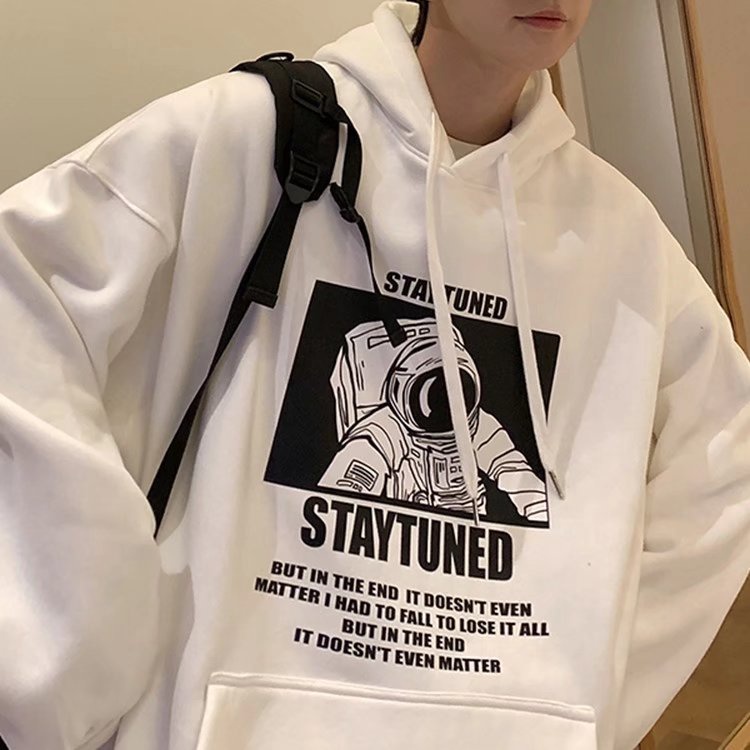 Áo Hoodie Cổ Tròn Tay Dài Dáng Rộng In Hình Phi Hành Gia NASA 6 Màu Lựa Chọn