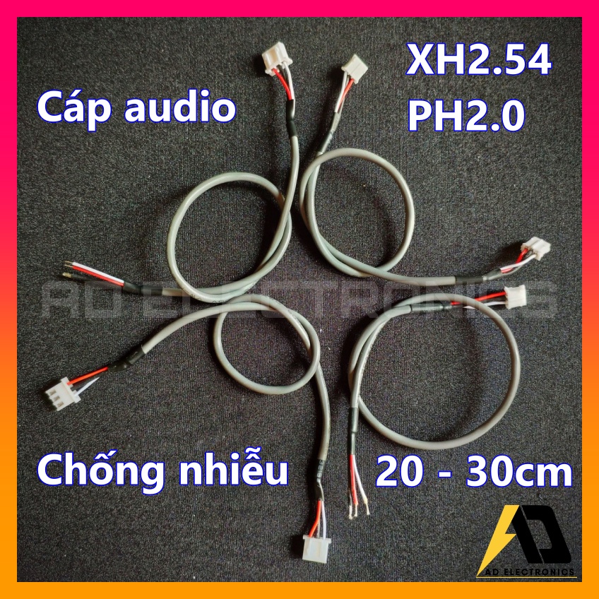 Dây bus chống nhiễu tín hiệu audio 3P XH2.54 PH 2.0 PH2.0 20cm 30 cm - Cáp tín hiệu audio 3P có bọc chống nhiễu