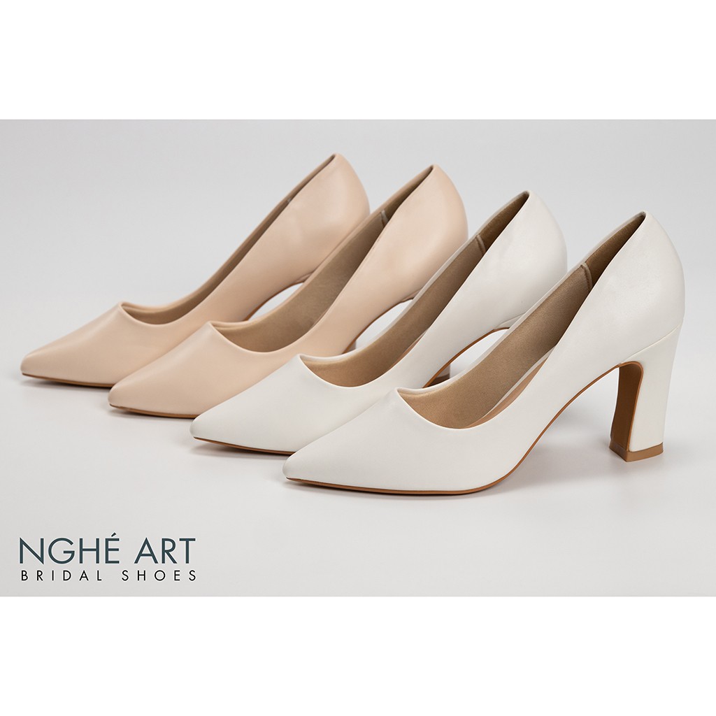Giày cưới Nghé Art basic bít mũi gót vuông 221
