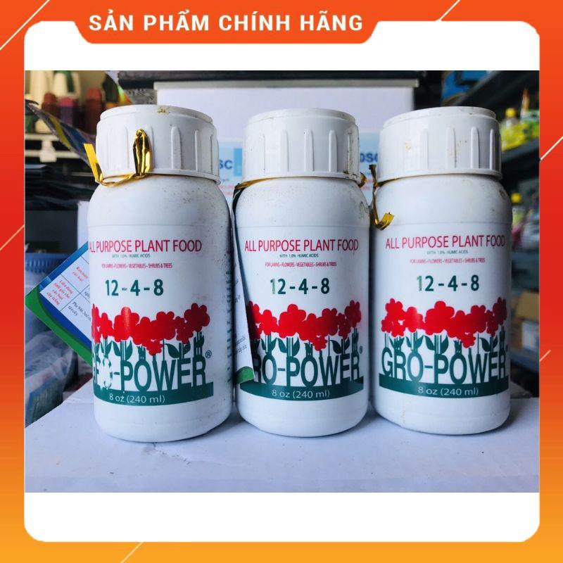 PHÂN BÓN KÍCH THÍCH TĂNG TRƯỞNG GRO POWER 12.4.8 CHAI 240ML