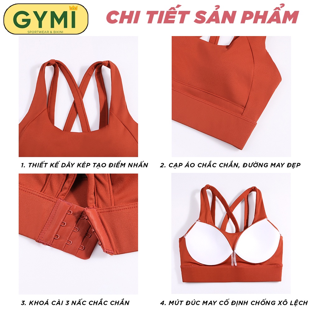 Áo bra tập gym yoga nữ mút ngực đúc thể thao may cố định GYMI AL28 chất thun lạnh khoá cài nâng đỡ vòng 1