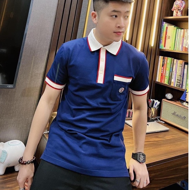 Áo Polo Tay Lo Nam Unisex - Ao Phong Nam Cổ Bẻ GUCCI Sọc Tay MT09