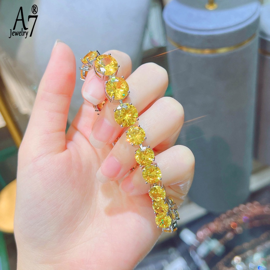 Vòng Tay A7 Đính Đá Zircon Màu Vàng Hồng Sang Trọng Cho Nữ
