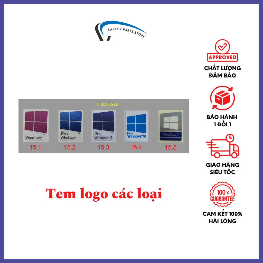 Tem Windows 10 Windows 7 - Tem dán laptop máy tính - Mới 100%
