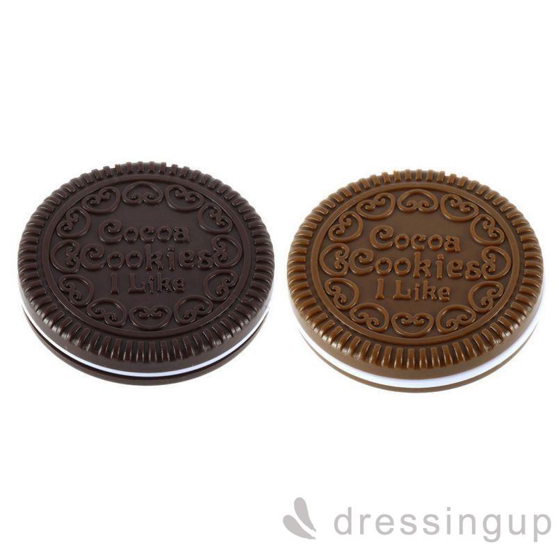 [Hàng mới về] Gương trang điểm và lược mini dáng tròn hình bánh quy xinh xắn