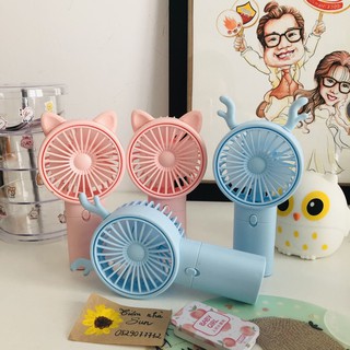 QUẠT MINI, QUẠT CẦM TAY, QUẠT CUTE ĐỘNG CƠ KHOẺ, TAI CAO SU