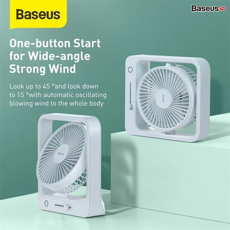 Quạt Mini Để Bàn Baseus - Pin Sạc Siêu Bền 5400 mAh - Hoạt động liên tục 18h - Xoay 60 độ - Cực êm