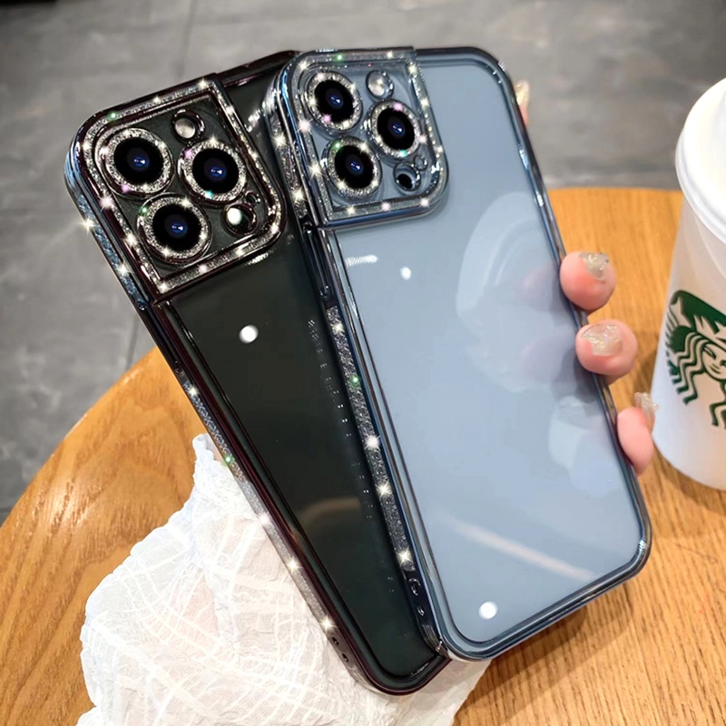 Ốp Điện Thoại Silicon Mềm Trong Suốt Mạ Kim Tuyến Sang Trọng Cho iPhone 13 12 11 Pro Max XS XR X R 8 7 Plus 13 13Pro