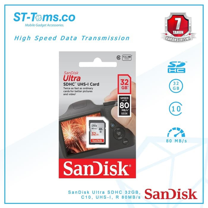 Thẻ Nhớ Sandisk Sd Ultra Sdhc 32gb Class 10 Sdsdunc-032g-gn6in