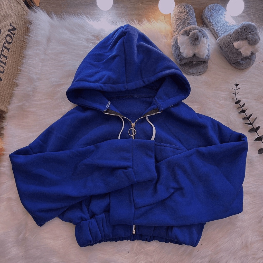 ÁO KHOÁC NỈ CROPTOP TAY PHỒNG CÓ MŨ SIÊU XỊN CHO CÁC CHỊ EM - THỜI TRANG HÀN QUỐC 2022 HIYU FASHION