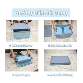 Thùng đựng đồ 55L có bánh xe kéo xếp gọn Pull&Fold