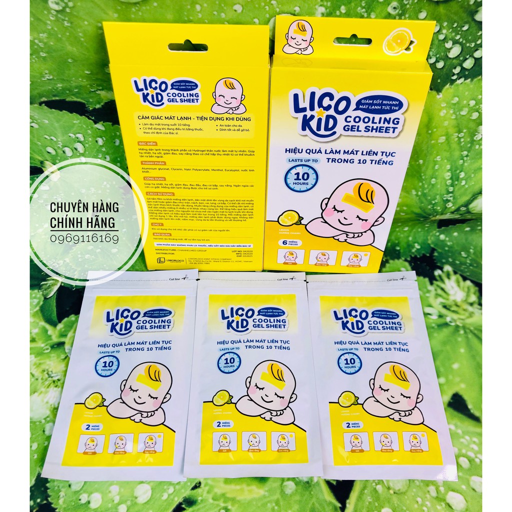 Miếng dán hạ sốt, giảm đau tức thì Lico Kid - Combo 6 miếng dán hạ sốt có hương thơm dễ chịu