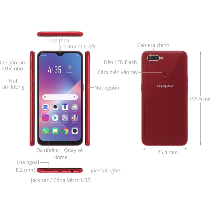 Điện thoại Oppo A5s 2sim ram 3G/32G mới Chính Hãng, màn hình 6.2inch, Camera siêu nét MSP 021