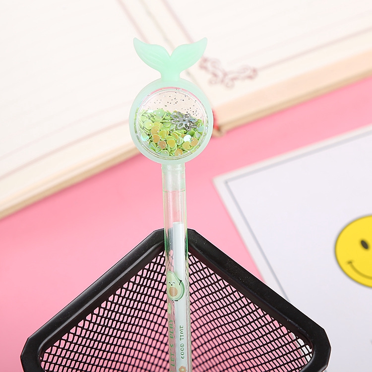 1 Bút Mực gel Màu Đen Đính Kim Sa Lấp Lánh Kiểu Hàn Quốc