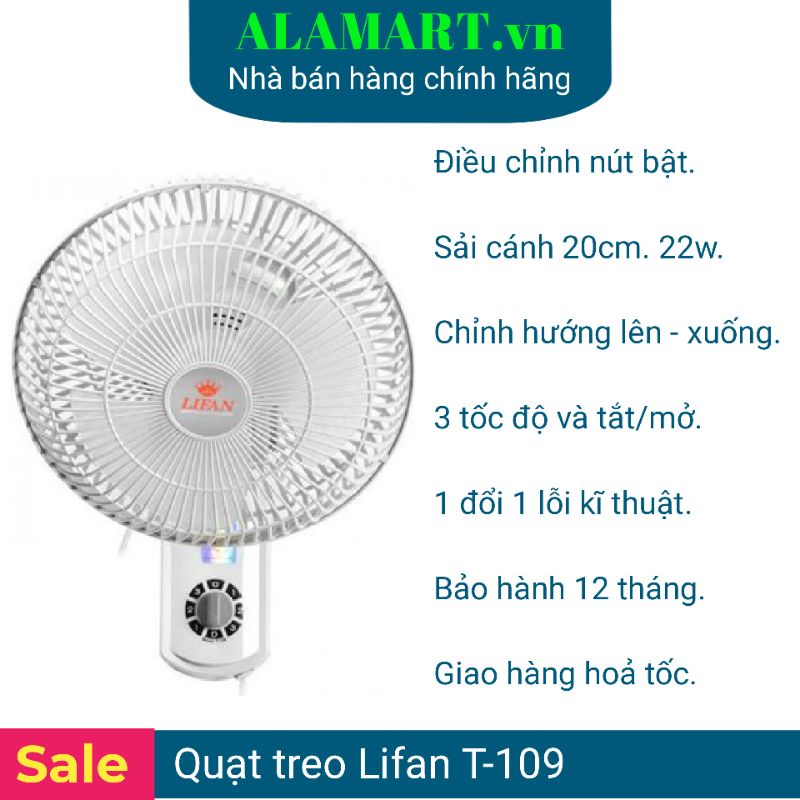 [Mã ELHA9 giảm 15% đơn 50K] Quạt treo tường Lifan T-109