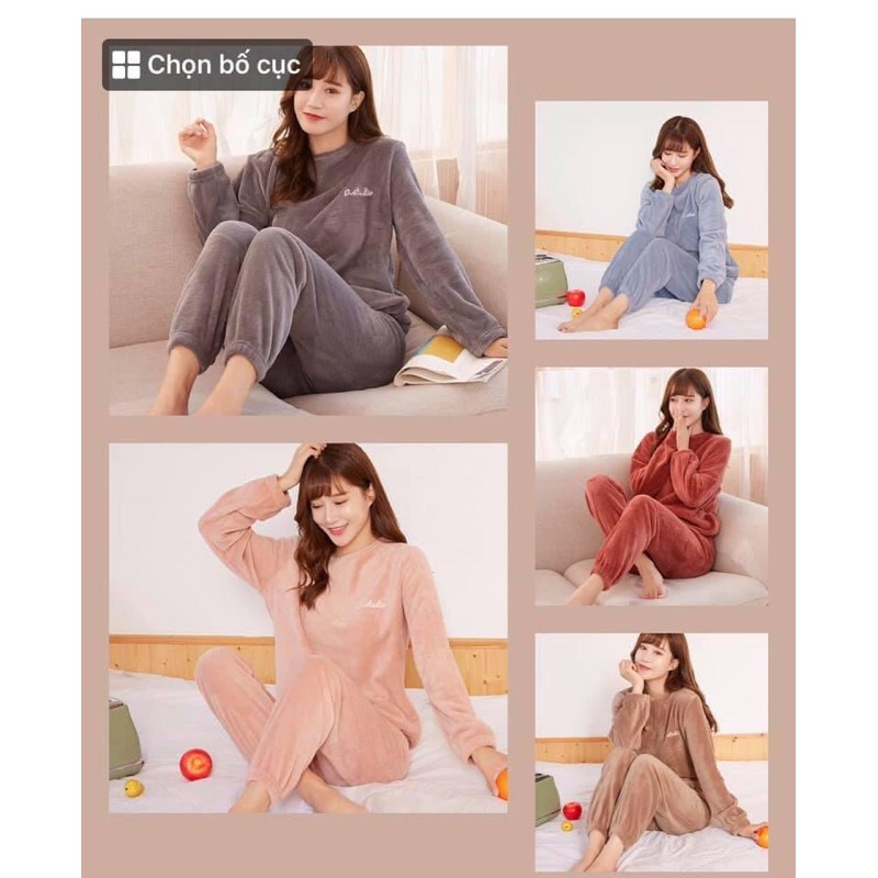 Bộ Ngủ Lông Chuột Lót Nhung Mịn Ấm Dài Tay (có size Nam và nữ) | BigBuy360 - bigbuy360.vn