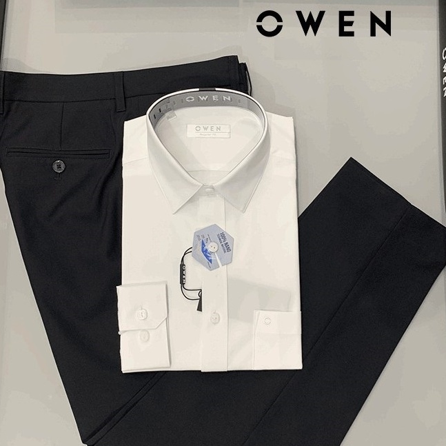 Áo sơ mi trắng nam dài tay OWEN somi công sở vải nano cao cấp trơn màu dáng suông vừa tà lượn có túi ngực mềm mát