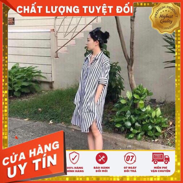 [Tặng Mã 70K – Hàng Chính Hãng] Váy sơ mi kẻ có túi