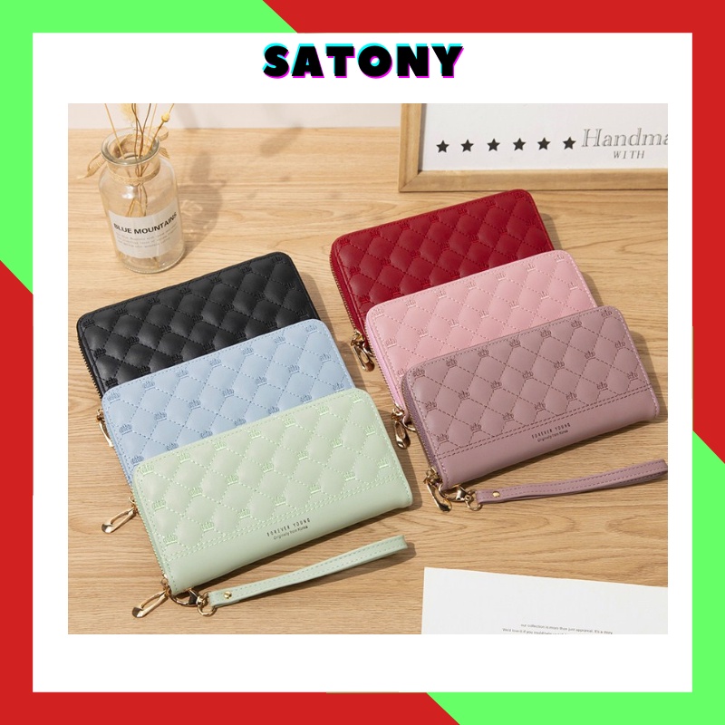 Ví nữ cầm tay Hàn Quốc cao cấp thời trang dáng dài đựng điện thoại tiền nhiều ngăn cute dễ thương giá rẻ SATONY VDCT05