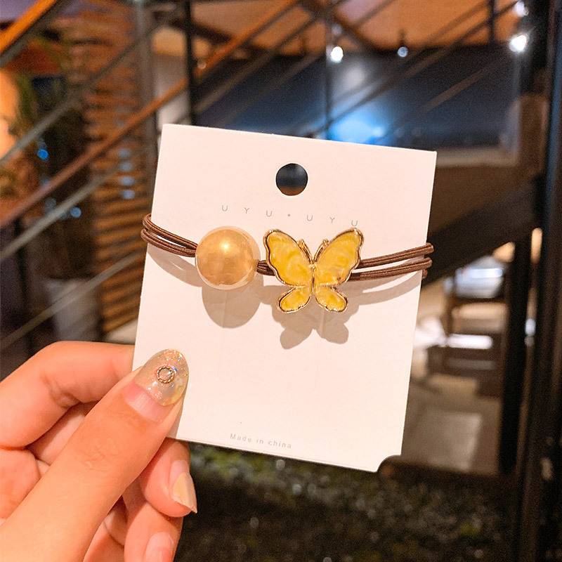 Trái cây Màu sắc Dây đơn giản Đầu tóc Dây Seson Mũ nữ Super Fairf Cao Đàn hồi Gluten Sweet Butterfly Hair Phụ kiện
