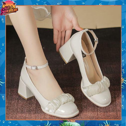 Giày Cao Gót Da Đế Dày Thanh Lịch Hợp Thời Trang Cho Nữ