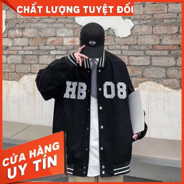 Áo khoác bomber unisex ⚡ 𝐂𝐨́ 𝐕𝐢𝐝𝐞𝐨 - 𝐀̉𝐧𝐡 𝐓𝐡𝐚̣̂𝐭 ⚡ Áo bomber bóng chày H8-08 chất kaki dày dặ